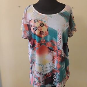Chico's Geometric Print Short Sleeve Tee